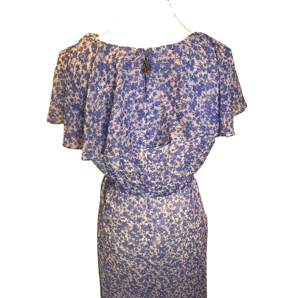 Tommy Hilfiger Floral Cottagecore Fit & Flare Midi Dress In French Blue Size 8 - Picture 4 of 10